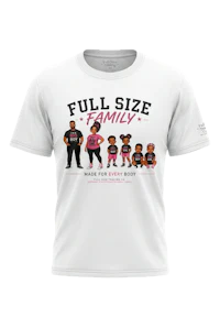a white t - shirt that says full size family