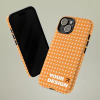 an orange phone case mockup with your design on it